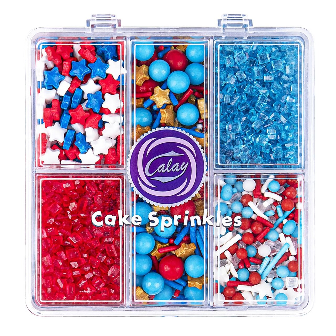 Red White and Blue Sprinkles for Cake Decorating, Patriotic 4th of July Sprinkles with Star Pearl Jimmies for Ice Cream Brownie Cupcake Cookie Baking
